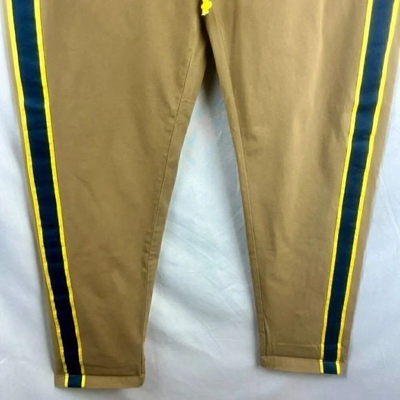 Dockers Alpha Khaki Pants Men Large Smart 360 Flex Elastic Wasit Stripe Tan Blue - Picture 3 of 8